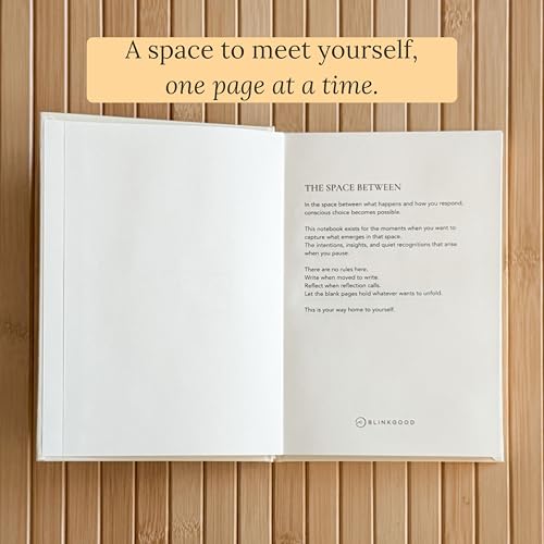 Mindfulness & Reflection Blank Journal | Premium Dot Grid Notebook with Pocket, Lay-Flat Binding, Ultra Smooth Linen Hardcover & Gold Foil Details | A Thoughtful Gift for Self-Growth & Intentional Living | The Blink Notebook by BlinkGood