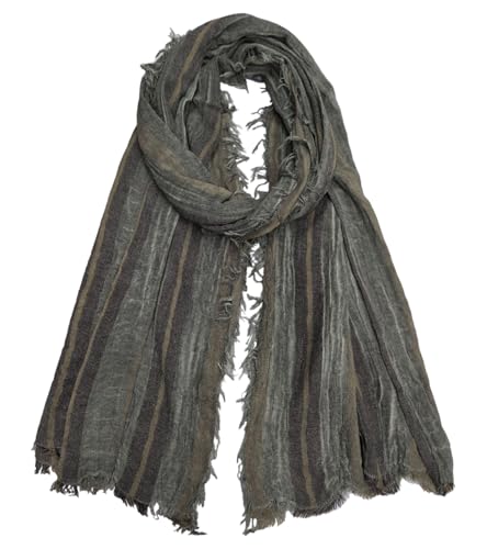 Artistic Retro Cotton And Linen Scarf, Plain Tie Dye Gradient Autumn And Winter New Soft Cotton Shawl - color: Military Green
