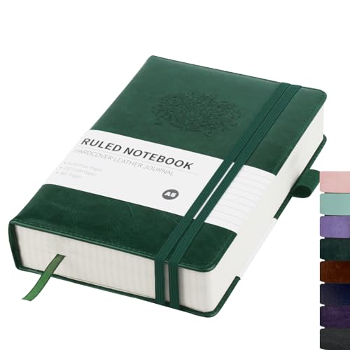 Lined Journal,A5 Lined Notebook for women,384 Pages Green Hardcover Leather Journal for men,College Ruled Notebook for note taking Lined Journal note book for work,school - color: GREEN, style: A5-LINED