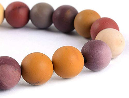 Angelstones Handmade Natural Healing Gemstone 8mm Round Beads Stretch Crystal Bracelet 7 Inch Unisex - color: Frosted Mookaite Jasper