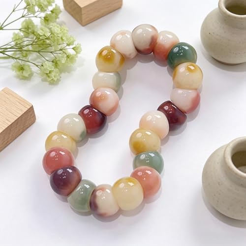MUDI Bracelet For Women, Bodhi Seed Beads Bracelets Fidget Healing Energy Protection Stretch to My Man Jewelry Gift - color: Oval Colorful