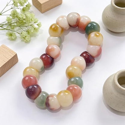 MUDI Bracelet For Women, Bodhi Seed Beads Bracelets Fidget Healing Energy Protection Stretch to My Man Jewelry Gift - color: Oval Colorful