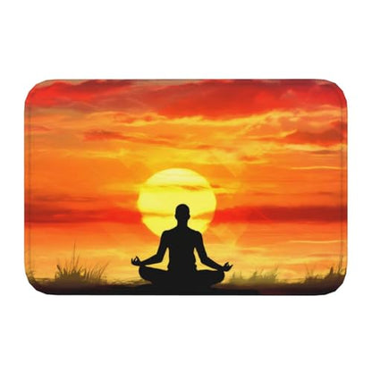 Yoga Meditation Print Flannel Anti-Slip Mat 16x24in Polyester Floor Covering, Full Single-Side Printed - color: Yoga Meditation