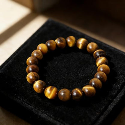 Natural Handmade Healing Chakra Bracelet - color: 10mm-Yellow Tiger Eye-FOR 7-8 INCH WRIST