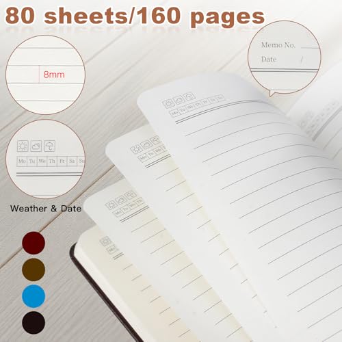 Journal for Women Men, Lined Journaling Notebooks A5 5.7X 8.3 in, Hardcover Leather Journal Diary 160 Pages, Journals for Writing, Travel, Business, Home & School (Brown) - color: Brown