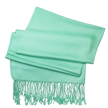 Falari Women's Soft Solid Color Pashmina Shawl Wrap Scarf, for Wedding, Bridesmaid Gifts, Evening Dress - color: Mint