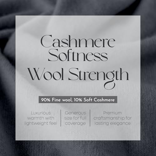 Velanio Cashmere Luxury Knitted Wrap Travel Shawl Scarf, Pashmina Stole, All-Season Scarf for Women Cashmere Wool Blend - color: Heather Smoke-grey