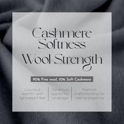 Velanio Cashmere Luxury Knitted Wrap Travel Shawl Scarf, Pashmina Stole, All-Season Scarf for Women Cashmere Wool Blend - color: Heather Smoke-grey