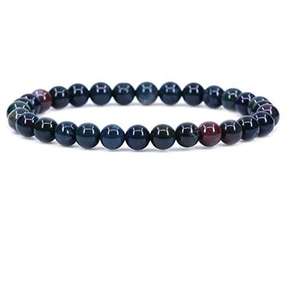 Keleny Semi Precious Crystal 6mm Round Beads Rock Yoga Stretch Bracelet 7 Inch Unisex Unisex - color: Green