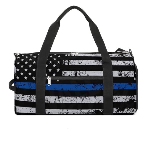 Thin Blue Line Flag Police Large Capacity Portable Fitness Bag, Easy to Carry - color: Thin Blue Line Flag Police