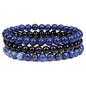 2Pcs Matte Lava Rock Volcanic Stone Beads Stretch Bracelet Stacking Frosted Gemstone Turquoise Seed Bracelet for Men Women Couple Stress Relief Aromatherapy Jewelry Gift - color: L blue-1