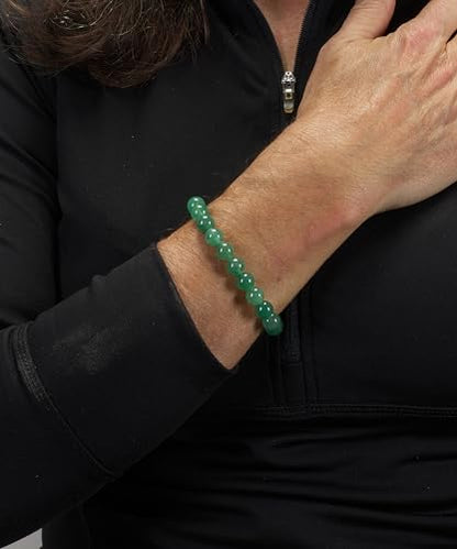 Cherry Tree Collection Gemstone Beaded Stretch Bracelet 8mm Round Beads 7" - color: Green Aventurine