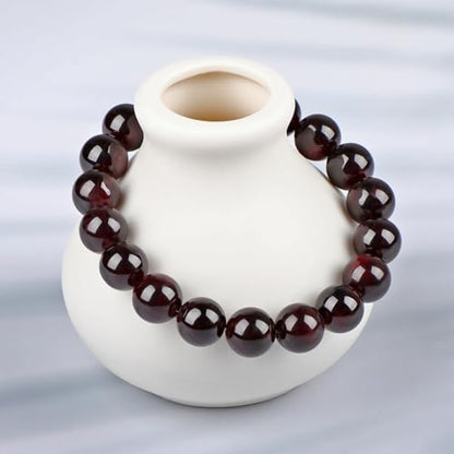 LPBeads Handmade Natural Gemstone Stretch Elastic Bracelet Healing Crystal Round Stone Beads Jewelry Gifts for Women Men - color: Garnet, size: 10mm