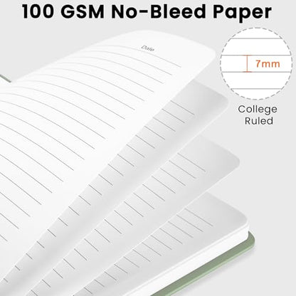 Lined Spiral Journal Notebook, A5 College Ruled Notebook for Journaling, Note-Taking, and Daily Planning, Durable Hardcover with an Elegant Design, Green - color: G-Green