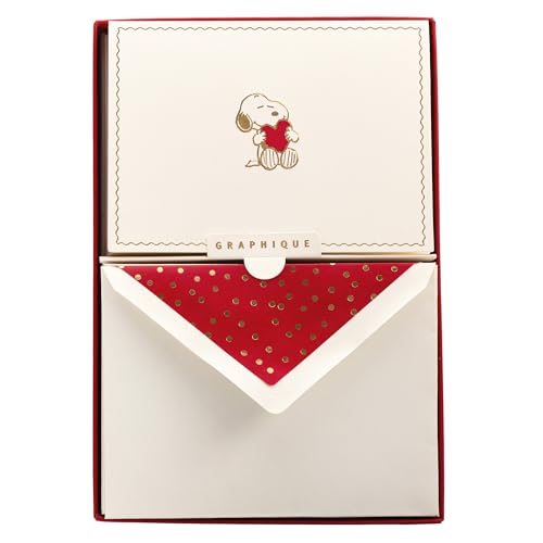 Graphique Peanuts Designer Cards Luxe Collection, Gold Foil Embossed Stationery Boxed Set, 10 Blank Cards with 11 Envelopes, All Occasion Greetings, 5.25" x 3.8" - color: Peanuts