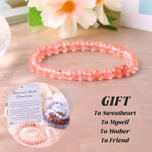 Handmade Stretch Elastic Bracelet Natural Stone Crystal Healing Power Energy Gifts for Reiki Nature's Beauty and Spiritual Essence Unisex 6mm - color: Watermelon Crystal