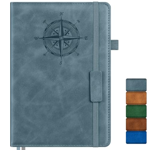 Notebook Journal for Women Men: Leather Journal for Writing, Hardcover College Ruled Journals Notebooks with Thick Paper, Large A5 Daily Journal for Travel, Diary, Gifts for Teens, 5.7"×8.5", Deepblue - color: Deepblue, size: A5