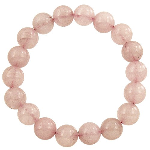 Falari 10mm Natural Semi Precious Gemstone Stretch Bracelet Unisex - color: Rose Quartz