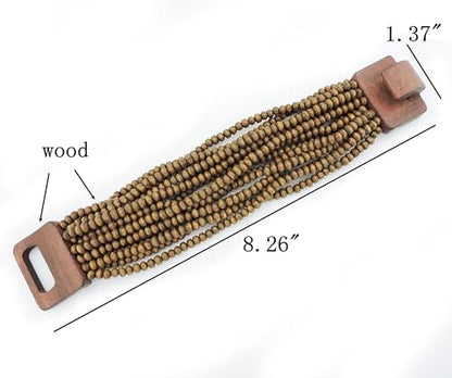Multi Layers Seed Beads Wide Bangle Strand Bracelet for Women (BR1167)… - color: BR1199