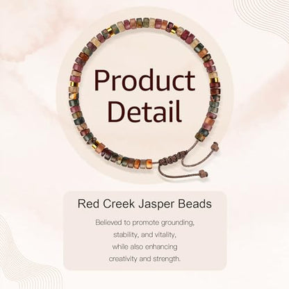 Thank You Gifts for Women: Teacher Appreciation Office Gifts for Coworkers Employee Boss Lady Manager Colleague Natural Stone Bracelet - color: RED-Graduation