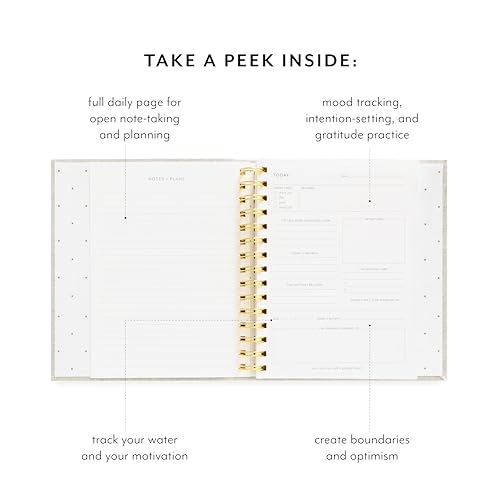 Sugar Paper Mindful Journal, 250 Guided Pages, Rose Linen Cloth Cover and Elastic Band Closure, 7" x 8" - color: Rose Pink, size: Mindful Journal