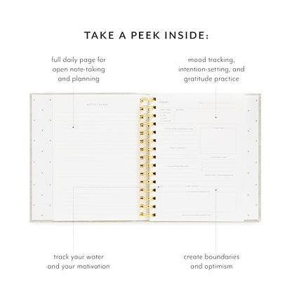Sugar Paper Mindful Journal, 250 Guided Pages, Rose Linen Cloth Cover and Elastic Band Closure, 7" x 8" - color: Rose Pink, size: Mindful Journal