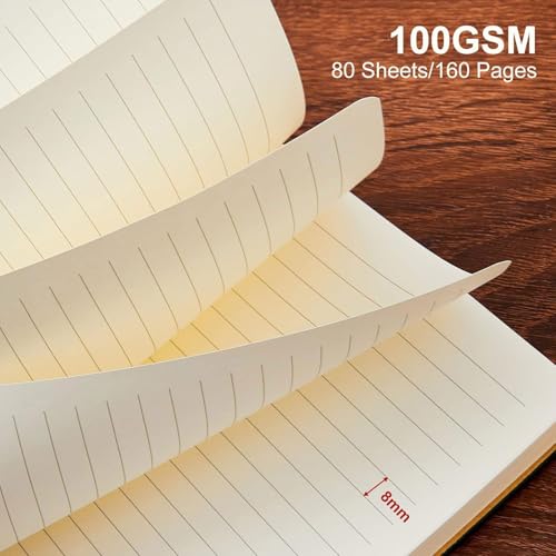 Lined Journal Notebook for Work College Ruled Note Book 7.2"x9.6" B5 PU Leather Daily Journaling 160 Pages for Women Men Writing Home School Supplies Business (Dark Blue) - color: 04-Dark Blue-1pack, style: B5 Lined 160pages