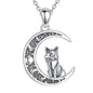 Sun and Moon Necklace 925 Sterling Silver Sun Moon Pendant Gemstone Jewelry Gifts for Women - style: Fox