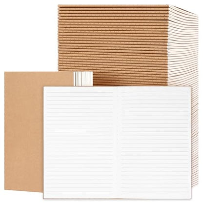 EOOUT 100pcs Lined A5 Kraft Notebook, Journals for Travelers 8.3x5.5in Notebooks 30 Sheets/60 Pages for Students and Office Travel Journal Set - style: Lined-100pack