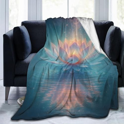 Lotus Blanket Zen Lotus Waterlily Throw Blanket Soft Cozy Fleece Fuzzy Meditation Yoga Plush Warm Stuff Bedding Nursery Blankets Gifts for Boys Girls Kids Adult Men Women 50"X60" - color: Lotus, size: 50"x60"