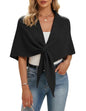 Shawl Wraps Women Pashmina Cardigan Triangle Cape Knit Shoulder Top Sweater Scarf for Fall Winter - color: 01 Black