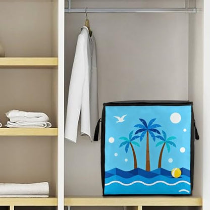 Blue Tropical Storage Bag Portable Closet Organizer Storage Bags Quilt Storage Bags with Zippered Breathable Storage Bag with Carry Handles for Blanket Pillow Bedding