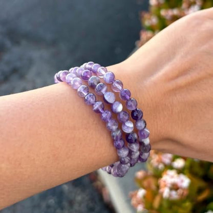 Adabele 1pc Natural Stretch Gemstone Bracelet 6mm (0.24 Inch) Bead 7" 7.5" 8 inch Healing Crystal Quartz Energy Chakra Jewelry Women Birthday Gift - color: Amethyst, size: 7 inch