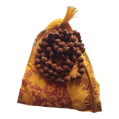 BHAVICREATION Rudraksha Mala with Gomukhi japa Bag 108 Beads Hare Krishna Mala Puja samagri (Rudraksha mala 9 mm) - color: Rudraksha Mala 9 MM
