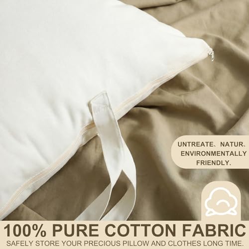 2 Pack 100% Cotton 20"x 30" Canvas Travel Pillow Storage Bag with Handles for Home Travel Beddings Comforters Blankets Saree Linens Organizer Thick Soft Breathable Closet Organizer Bag