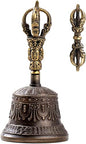 Tibetan Dharma Object Bell and Bajra Set - Alter Pray Singing Bowl Hand Bell Handmade Buddhist Meditation Bell by Himalayan Bazaar (14cm x 7.3cm) - color: Large Bell