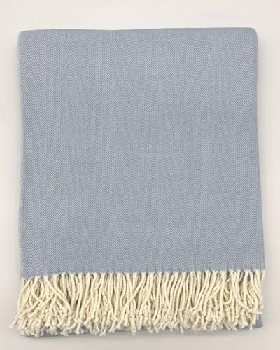 Alashan Cotton Acrylic Adirondack Herringbone Woven Throw - Throw Blanket - Soft Hydrangea - color: Hydrangea