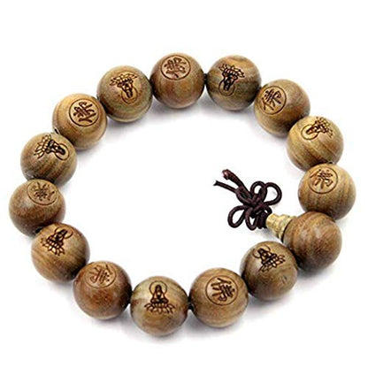 Tibetan Buddhist Green Sandalwood Beads 15mm,Scented Sandalwood Link Wrist Crafts Beads Bracelet,Fashion Gifts for Men Women