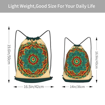 Mandala Drawstring Backpacks Polyester Bag For Yoga Meditation Fitness