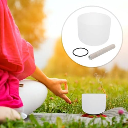 PRETYZOOM 8-inch Clear Crystal Chakra Singing Bowl Set with Mallet for Yoga Meditation Sound Healing and Home Decor