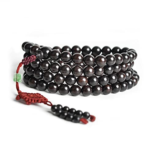 Natural Black Sandalwood 108 Beads Necklace Ebony wooden Meditation Prayer Mala Tibetan Buddhist