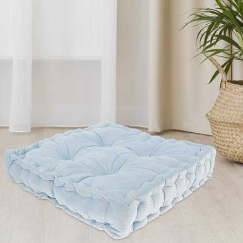 Meditation Cushion Floor Pillow, Large Square Floor Cushions for Adults, Double-Side Tufted Seat Cushion, Floor Pillows Seating for Classroom Sofa Living Room Tatami Outdoor Yoga, 17.7x17.7x43.5in