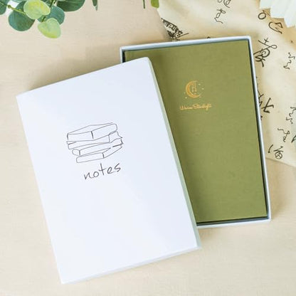CAGIE Lined Journal Notebook for Women Men, A5 Hardcover Linen Journals for Writing 256 Pages, Aesthetic Womens Diary, Gifts 8.3'' x 5.7'' Light Olive - color: Light Olive
