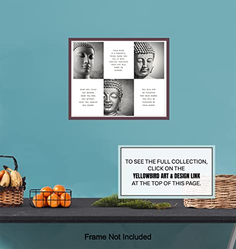 LARGE 11X14 - Positive Inspirational Quotes Buddha Posters - Zen Buddhism Wall Art - Spa Namaste Wall Decor, Yoga Studio, Home Office - Uplifting New Age Buddhist Meditation Spiritual Gifts for Women - size: 11"L x 14"W