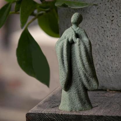 Zen Monk Statue Green Sandstone Bonsai Ornament Desktop Decor Meditation Figurine Chinese Style Sculpture Gift- Style B