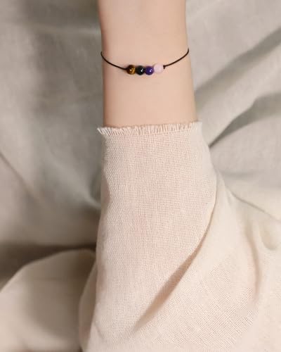 yfstyle Crystal Healing Stones Bracelets for Women & Men - Amethyst Anxiety Protection Bracelets - Natural Gemstones Jewelry Gifts - color: Anxiety Relief
