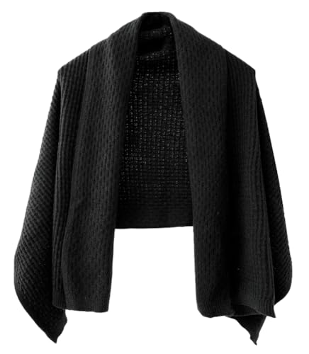 Shawl Wraps Women Fashion Knitted Shawls and Wraps Cardigan Cape Crochet Winter Shoulder Top Sweater Shawl Scarf - color: A Black