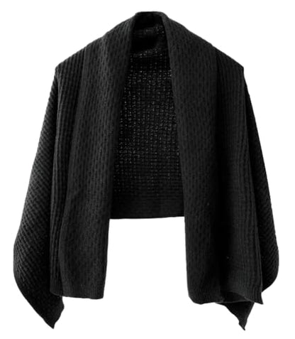 Shawl Wraps Women Fashion Knitted Shawls and Wraps Cardigan Cape Crochet Winter Shoulder Top Sweater Shawl Scarf - color: A Black