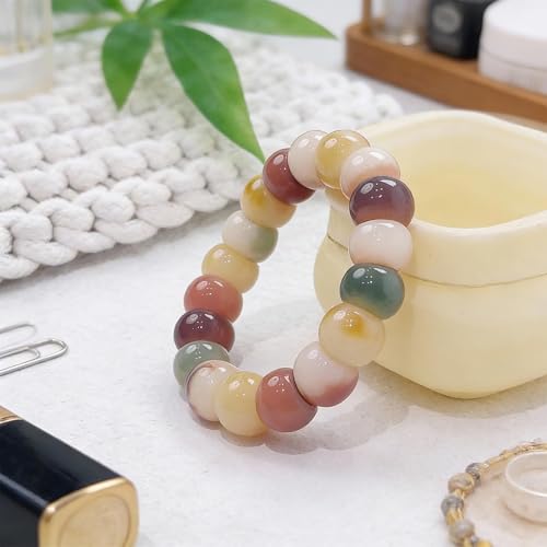 MUDI Bracelet For Women, Bodhi Seed Beads Bracelets Fidget Healing Energy Protection Stretch to My Man Jewelry Gift - color: Oval Colorful