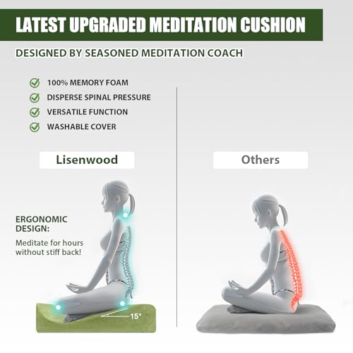Meditation Cushion - Floor Pillow, Enlarge High Density Extremely Firm, Large Big Foam Floor Cushion Seating for Adults - Premium Yoga Pillows for Adults Gifts for Women, Men Green
